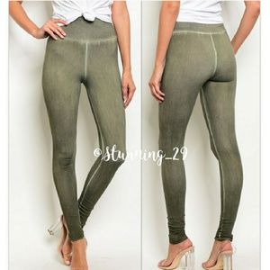 🆕HIGH WAIST OLIVE MINERAL WASHED LEGGINGS